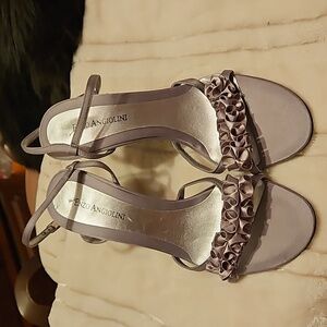 Enzo Angiolini Eanixie Silver Grey Ruffle Sandals